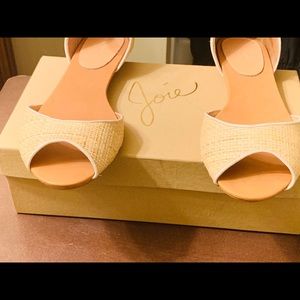 Joie Natural Raffia and Tan leather Flat Sandals